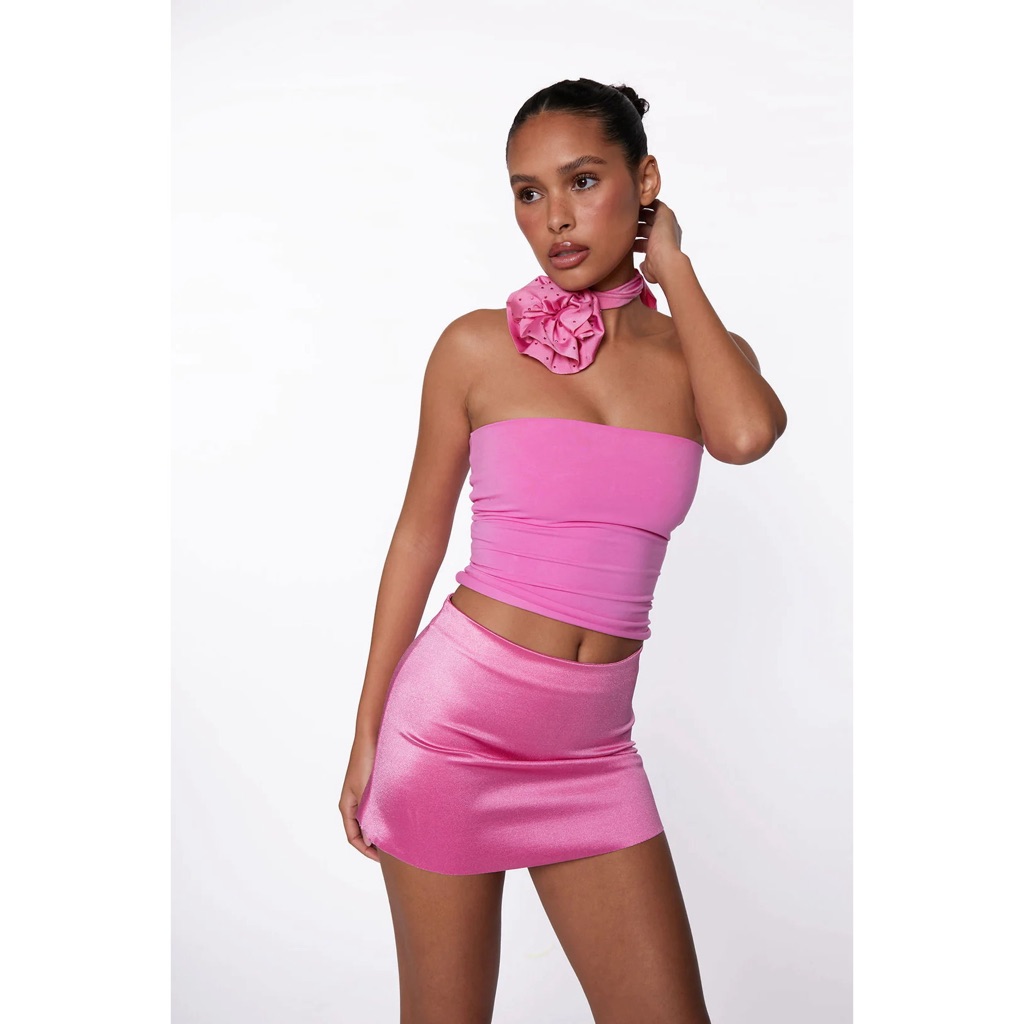 Nwot Rezek Studio Teeny Mini Skirt In Watermelon Fuschia Hot Pink Barbie Disco — image 2 of 8